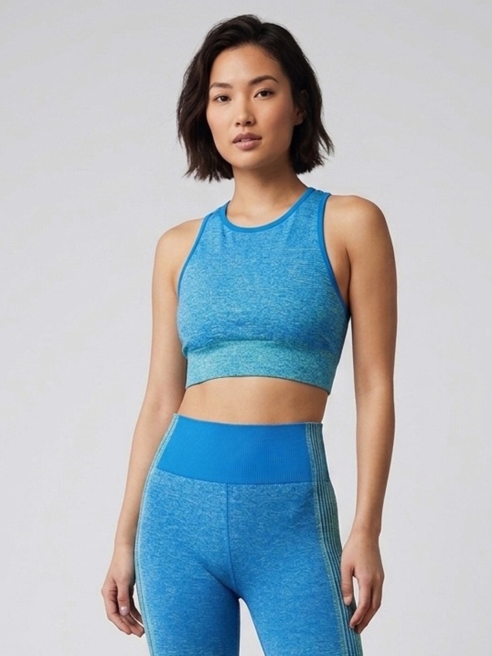 Fabletics Ombre Seamless Low Impact Sports Bra, Lake & Faded Lime (Green) sz. S